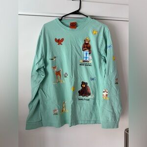 Teddy Fresh seafoam green long sleeve M Smokey the bear